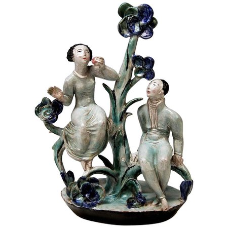 Adam and Eve Ceramics Wiener Werkstätte Vienna Austria by Lotte Calm, circa 1925 For Sale at 1stdibs