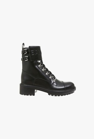 Leather Ranger Ankle Boots for Women - Balmain.com