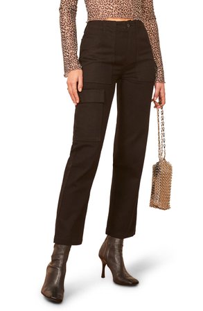 Reformation Gia Cotton Blend Cargo Pants | Nordstrom