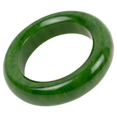 Bakelite Oversized Bracelet Bangle Green Moss Marble For Sale at 1stDibs