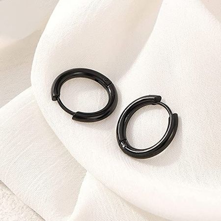 Amazon.com: SIYUBABY 3 Pairs 8/10/12mm Huggie Cartilage Hoops Earrings Sets for Women Men 316L Surgical Stainless Steel Hoop Earrings Small Hypoallergenic（Black）: Clothing, Shoes & Jewelry