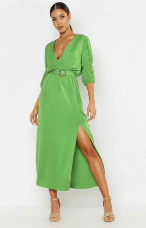boohoo green dress