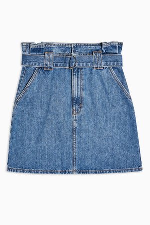 Mid Stone Skinny Belted Paperbag Skirt | Topshop