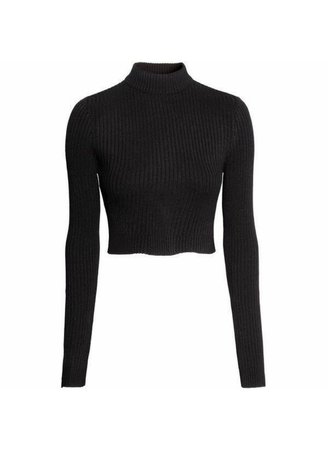 black mock neck cropped sweater