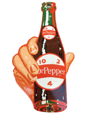 Vintage Dr. Pepper Bottle in Hand Metal Enamel Gas Station Deco 10" Sign Used | eBay