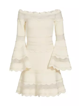 Shop Elie Saab Off-The-Shoulder & Lace-Insert Minidress | Saks Fifth Avenue