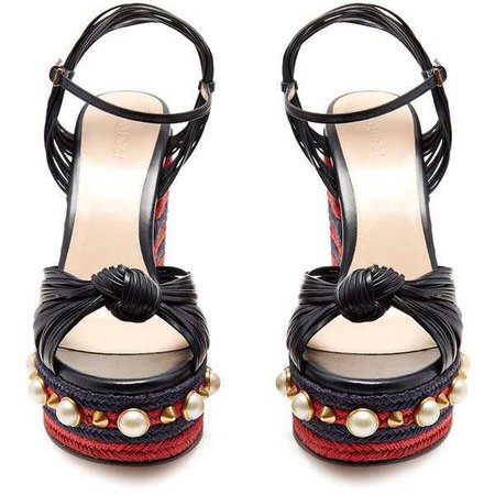 Gucci Pearl-embellished leather wedge sandals (£845)