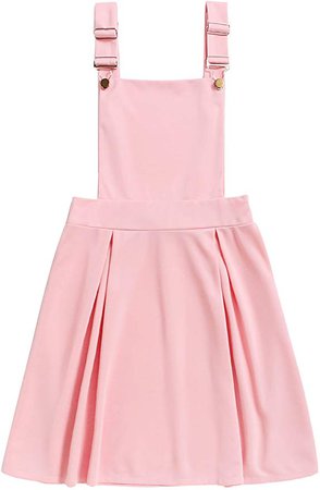 ROMWE Women's Cute A Line Adjustable Straps Pleated Mini Overall Pinafore Dress at Amazon Women’s Clothing store