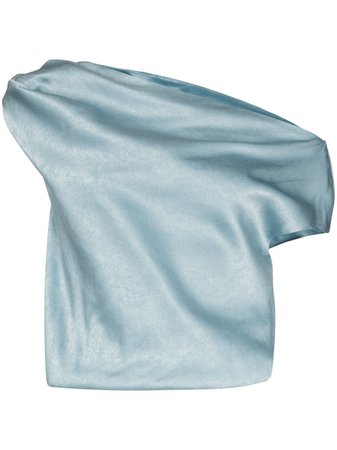 Shop blue Paris Georgia high-shine one-shoulder blouse with Express Delivery - Farfetch