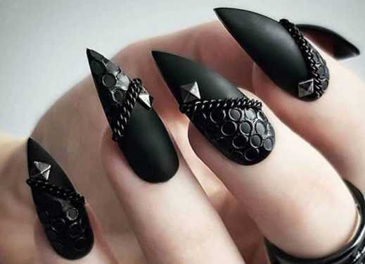 matte black stiletto nails