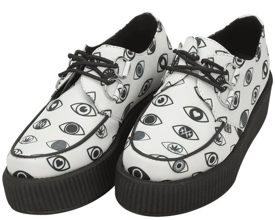 Black and White Eye Pattern Creepers – T.U.K. Footwear Outlet