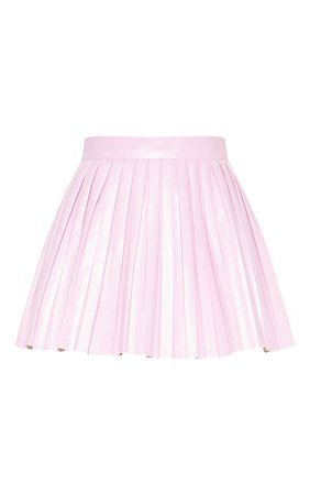 Pink Pleated Leather Skirt 1
