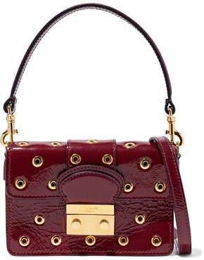 Red(V) Red(v) Eyelet-embellished Glossed-leather Shoulder Bag
