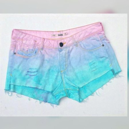 Cute pastel denim-jean shorts ripped pink blue bit of purple etsy