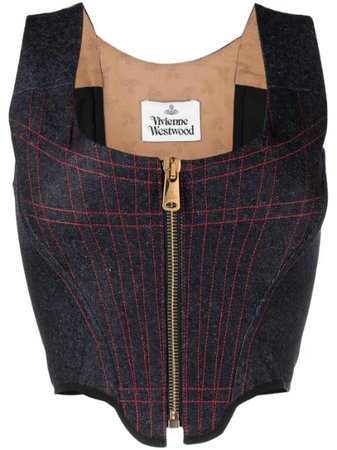 Shop Vivienne Westwood bustier-neckline denim corset with Express Delivery - FARFETCH