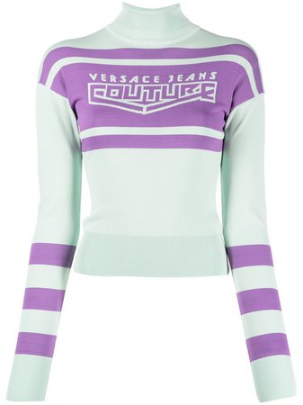Versace Jeans Couture logo-print roll-neck Jumper - Farfetch