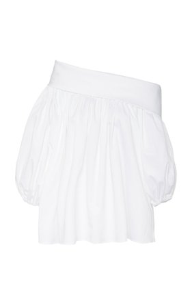 Phoebe Off-The-One-Shoulder Cotton Poplin Shirt by Piece of White | Moda Operandi