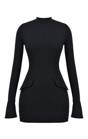Clothing : Mini Dresses : 'Mahalia' Black Mini Dress