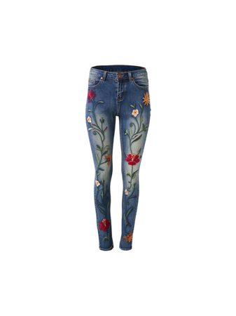 floral skinny jeans embroidered denim flowers