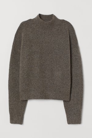 Knitted turtleneck jumper - Greige - Ladies | H&M GB