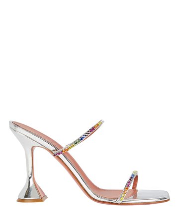 Amina Muaddi Gilda Metallic Slide Sandals | INTERMIX®