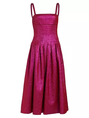 Shop ML Monique Lhuillier Sleeveless Jacquard Midi Dress | Saks Fifth Avenue