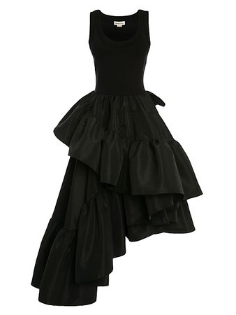 Shop Alexander McQueen Asymmetric Tiered Fit & Flare Gown | Saks Fifth Avenue