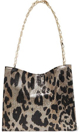 Icon Leopard-print Chainmail Shoulder Bag - Gold