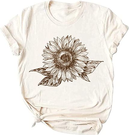 Chulianyouhuo Sunflower Graphic Shirt for Women Cute Flower Short Sleeve Ladies Tee Tops Teen Girls Casual T Shirt at Amazon Women’s Clothing store