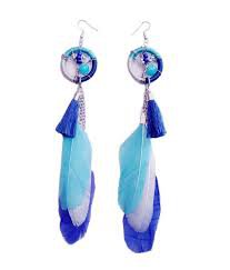 blue feather earrings - Google Search