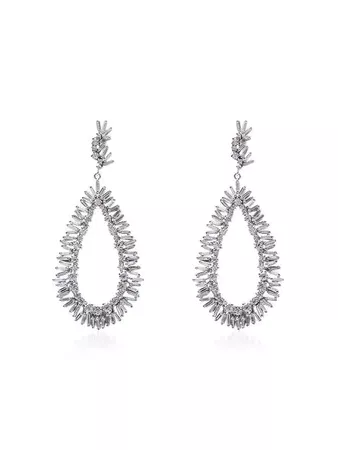 Suzanne Kalan White Pear Drop Diamond Earrings