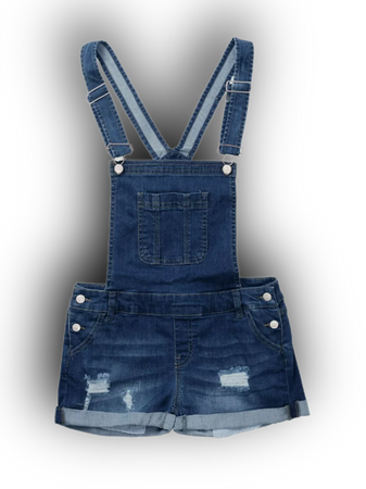distressed Denim Overall Shorts