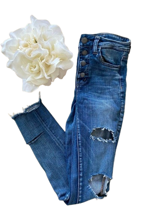 Skinny Jeans White Roses