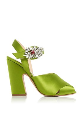 Crystal-Embellished Satin Sandals by Giambattista Valli | Moda Operandi
