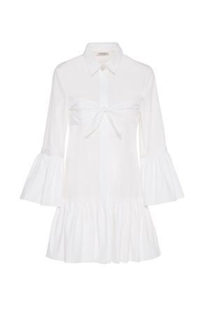 Nina Mini Dress In White Poplin