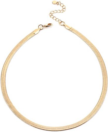 Amazon.com: Gold Snake Chain Choker Necklace for Women Girls 14K Gold Plated Thick 5MM Flat Flexible Herringbone Necklaces Simple Dainty Jewelry: Clothing