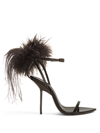 Mansour feather-embellished sandals | Saint Laurent | MATCHESFASHION.COM UK
