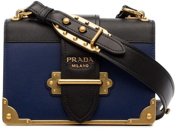 navy blue and black cahier leather crossbody bag