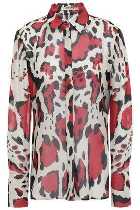 Leopard-print Silk-georgette Shirt