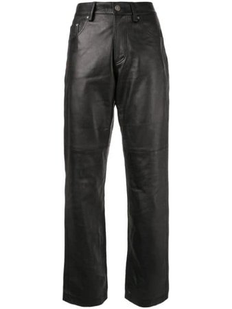 Versace leather straight jeans