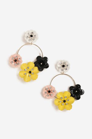 **Flower Drop Hoop Earrings - Jewelry - Bags & Accessories - Topshop USA