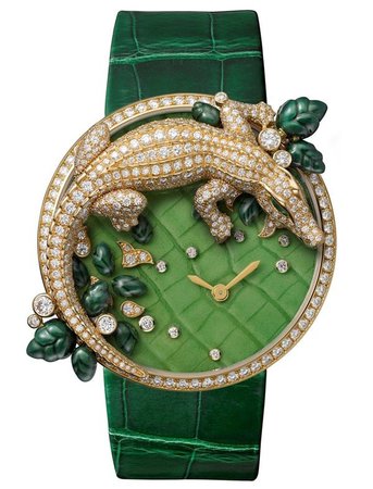 Cartier, LHeure Envoutee de cartier crocodile and diamond watch