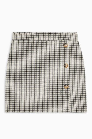 Multi Check Jersey Button Mini Skirt | Topshop