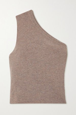 N108 One-shoulder Cashmere-blend Top - Brown
