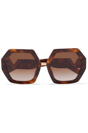 Valentino | Valentino Garavani hexagon-frame tortoiseshell acetate sunglasses | NET-A-PORTER.COM