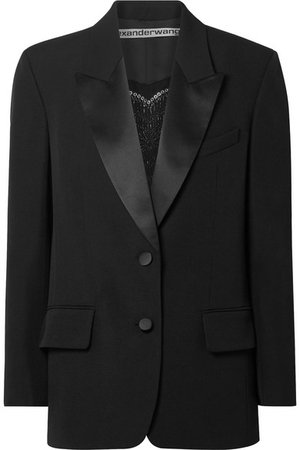 Alexander Wang | Embellished silk satin-trimmed wool blazer | NET-A-PORTER.COM