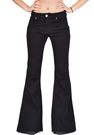 Glamour Outfitters Women's 60s 70s Flares Bell-Bottom Wide Flared Jeans - Black US6/