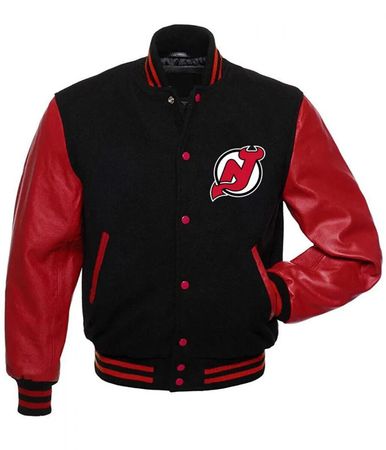 Letterman New Jersey Devils Black and Red Varsity Jacket