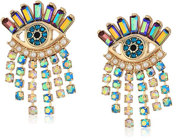 Amazon.com: Betsey Johnson Mystic Baroque Queens Colorful Evil Eye and Fringe Stud Earrings: Gateway