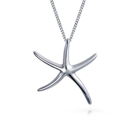 Sterling Silver Extra Large Starfish Necklace 16in